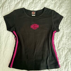 Harley-Davidson Black Tee with Pink Logo